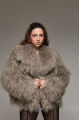 Women's gray fur coat made of natural llama